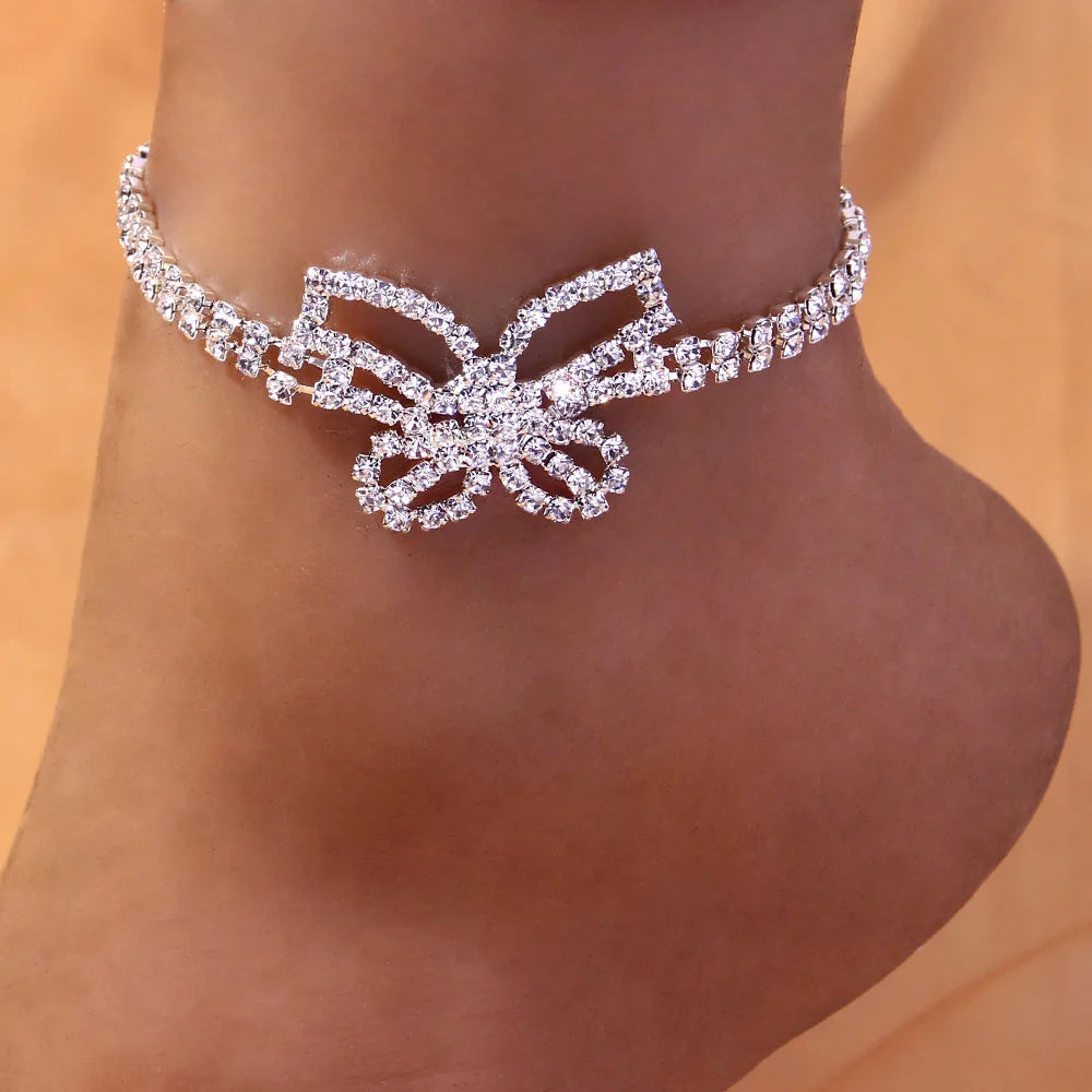 Butterfly Anklet Silver Colour Butterfly Foot Anklets Bracelet Leg Chain