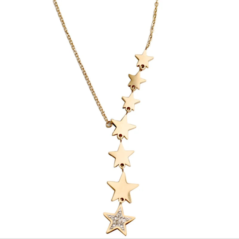 XIYANIKE 316L Stainless Steel Stars Zircon Necklaces Charms Chain Choker Necklaces 2021 New For Women Fashion  Jewelry Collier - Hiron Store