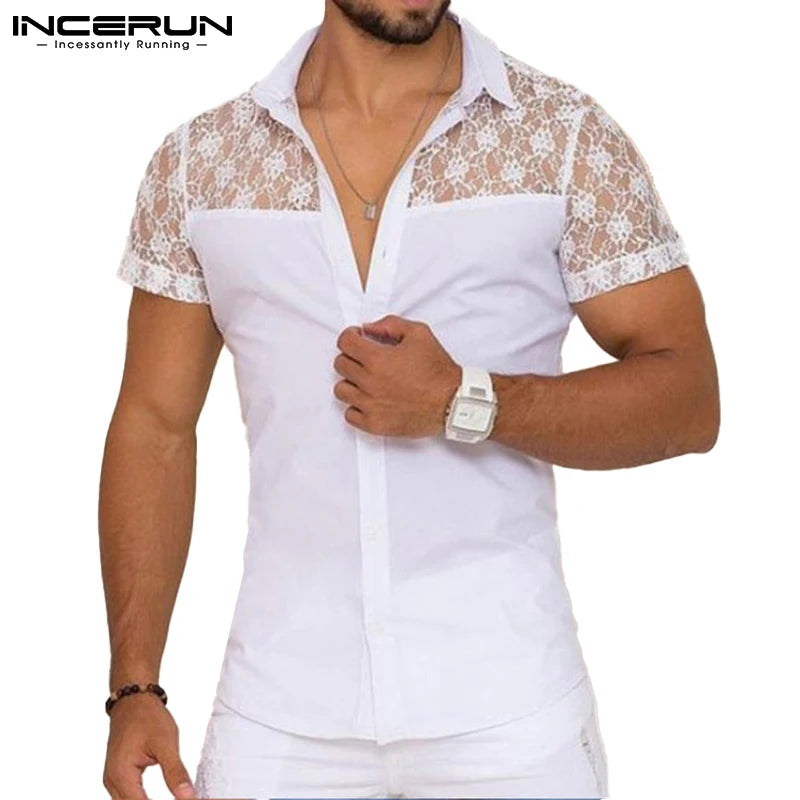 Men Lapel Short Sleeve Streetwear Clothing