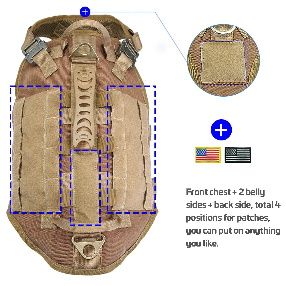 Tactical Dog  Military No Pull Pet Harness Vest For Medium Large Dogs  With Pouches