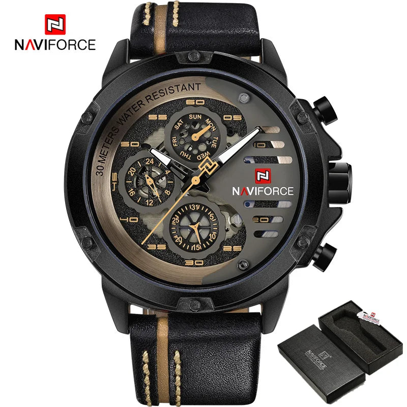 New NAVIFORCE Men's Creative Sport Military Watch, Men Business Clock Watch, Male Luxurious Casual Wristwatches