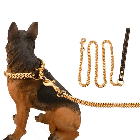 Metal Stainless Steel Pet Dog Gold Collar Lead Super Outdoor Big Dog Training Chain Collar Décor Necklace For All Dogs