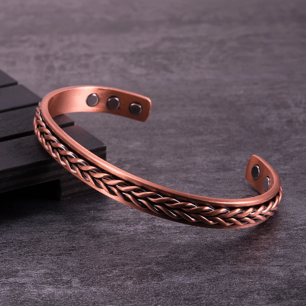 Pure Copper Magnetic Bracelet Benefits Adjustable Cuff Bangles Arthritis Pain Relief