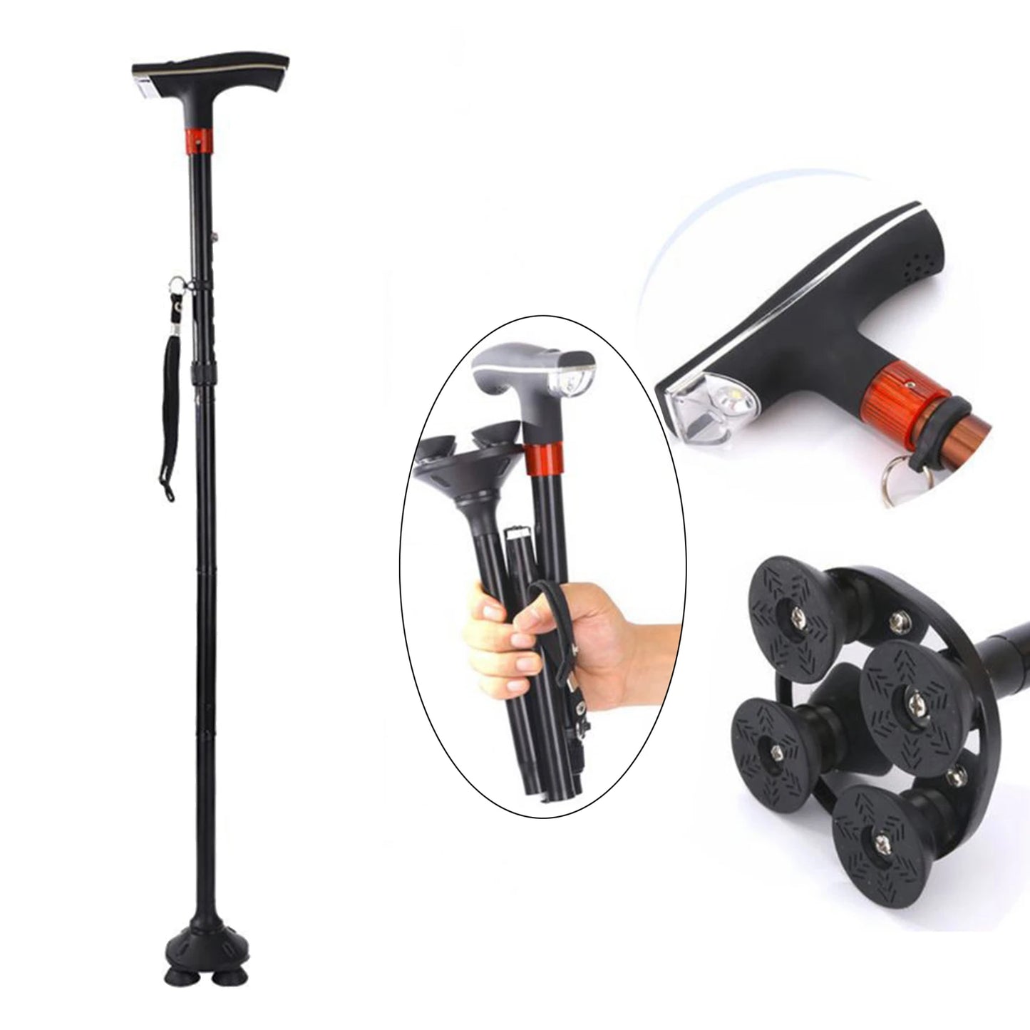 Adjustable Metal Walking Stick Travel Cane Portable Walking Canes for Senior Women Men Hand Grip