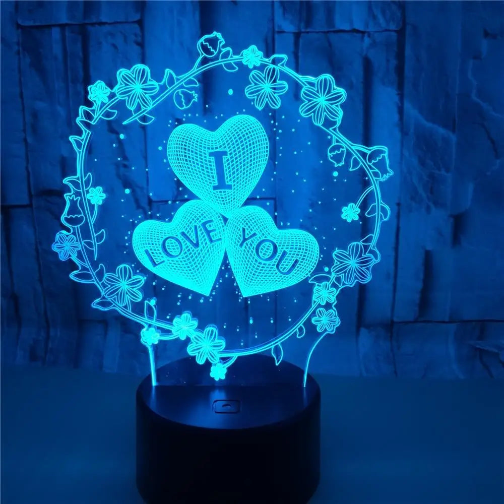 3D Lamp I LOVE YOU Colourful  LED Light Proposal Decoration Romantic Lamp