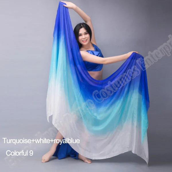 Belly Dance Silk Veil Scarves Face Customized Hand Thrown Scarf Face Veil Silk Shawl Gradient 200cm 250cm 270cm