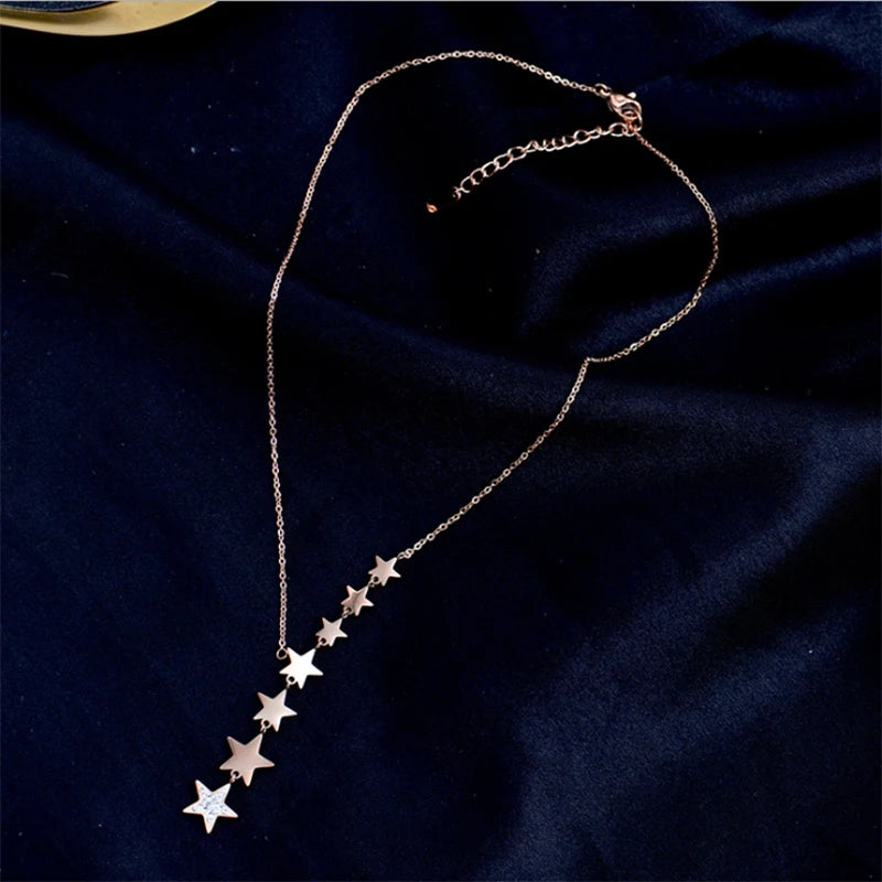 XIYANIKE 316L Stainless Steel Stars Zircon Necklaces Charms Chain Choker Necklaces 2021 New For Women Fashion  Jewelry Collier - Hiron Store