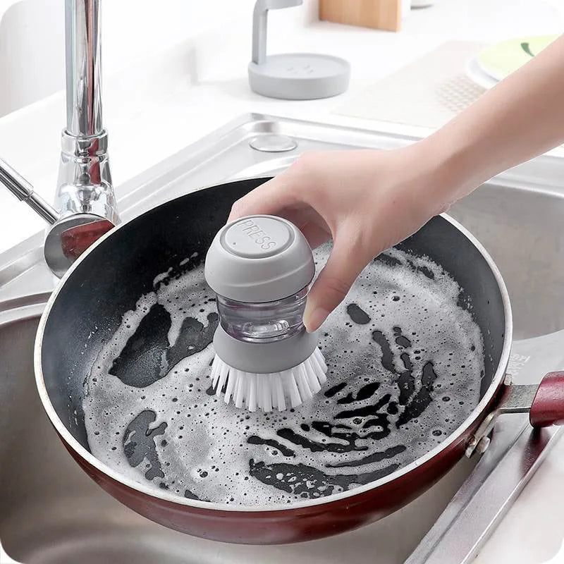 Kitchen Cleaning Brush With Detergent Storage Box Household Tableware Dishes Pan Degreasing and Descaling Cleaning Brush - Hiron Store