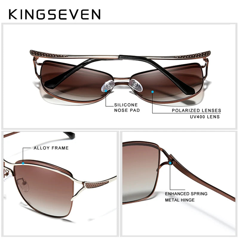 KINGSEVEN Sunglasses For Women Square Rimless elegant Brand Designer Fashion Shades Sun Glasses With Box - Hiron Store