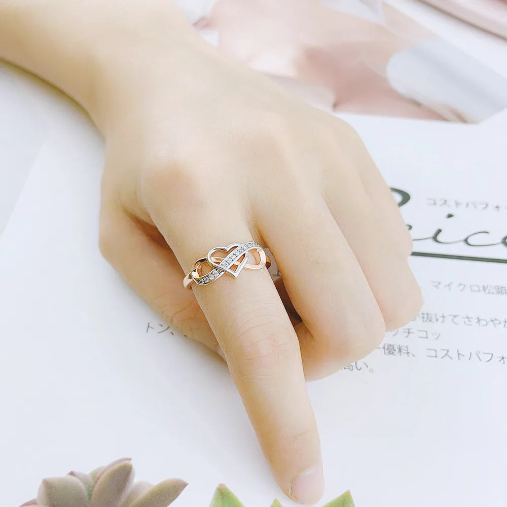 Couple Infinity Love Rings For Women Jewellery Double Color Dainty Wedding Engagement Gift Promise Rings Jewelry DZR029