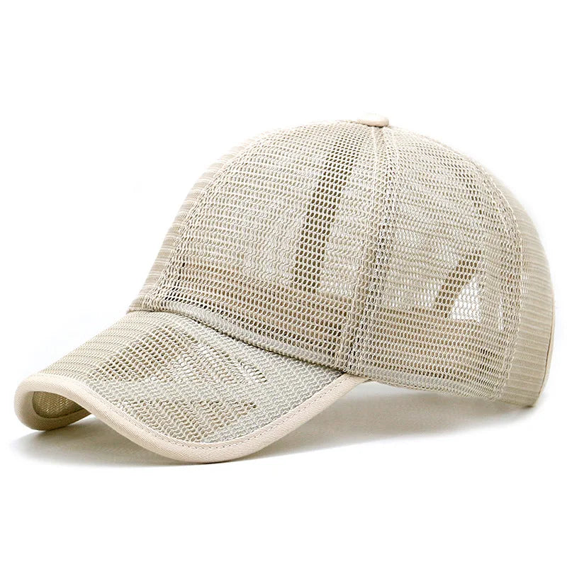 Summer Full Mesh Sun Cap Curved Peak Snapback Fishing Hat Oversize Large Baseball cap for Big Head Men & women