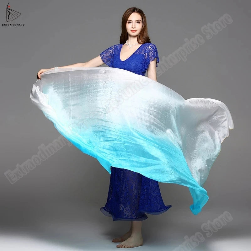 Belly Dance Silk Veil Scarves Face Customized Hand Thrown Scarf Face Veil Silk Shawl Gradient 200cm 250cm 270cm