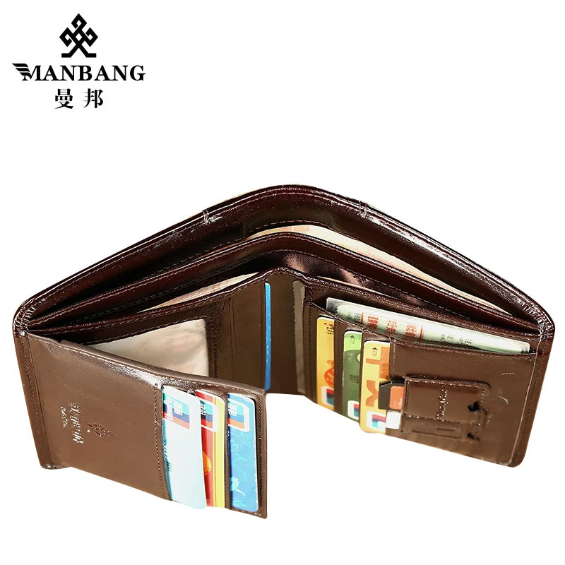 ManBang Classic Style Wallet Genuine Leather Purse Card Holder Wallet