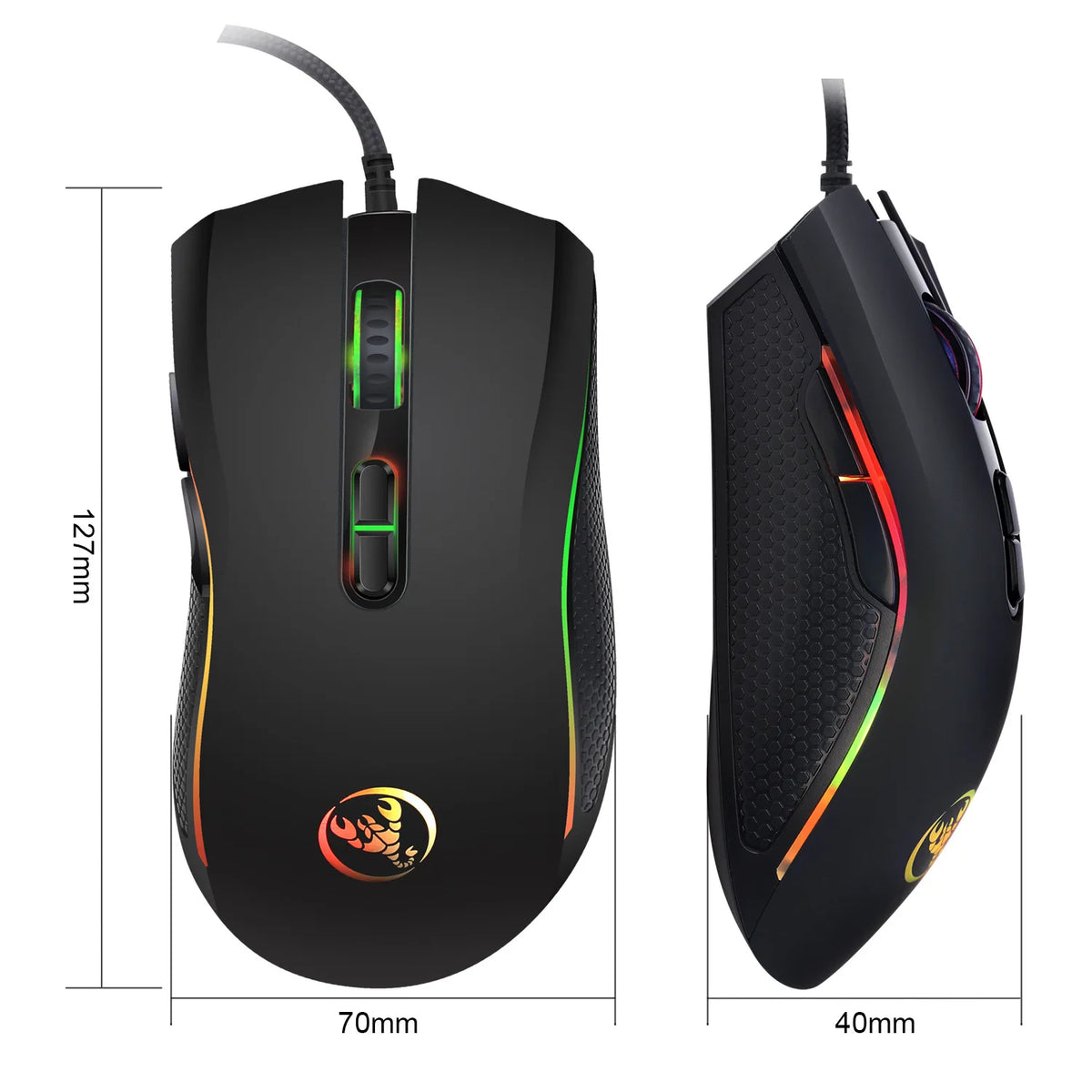 Full Color Mouse High Optical Professional Gaming Mouse 7 Bright Colors LED Backlit and