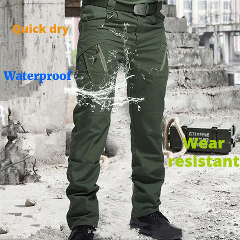 New Mens Tactical Pants Multiple Pocket Elasticity Military Urban Commuter Tacitcal Trousers Men Slim Fat Cargo Pant 5XL - Hiron Store