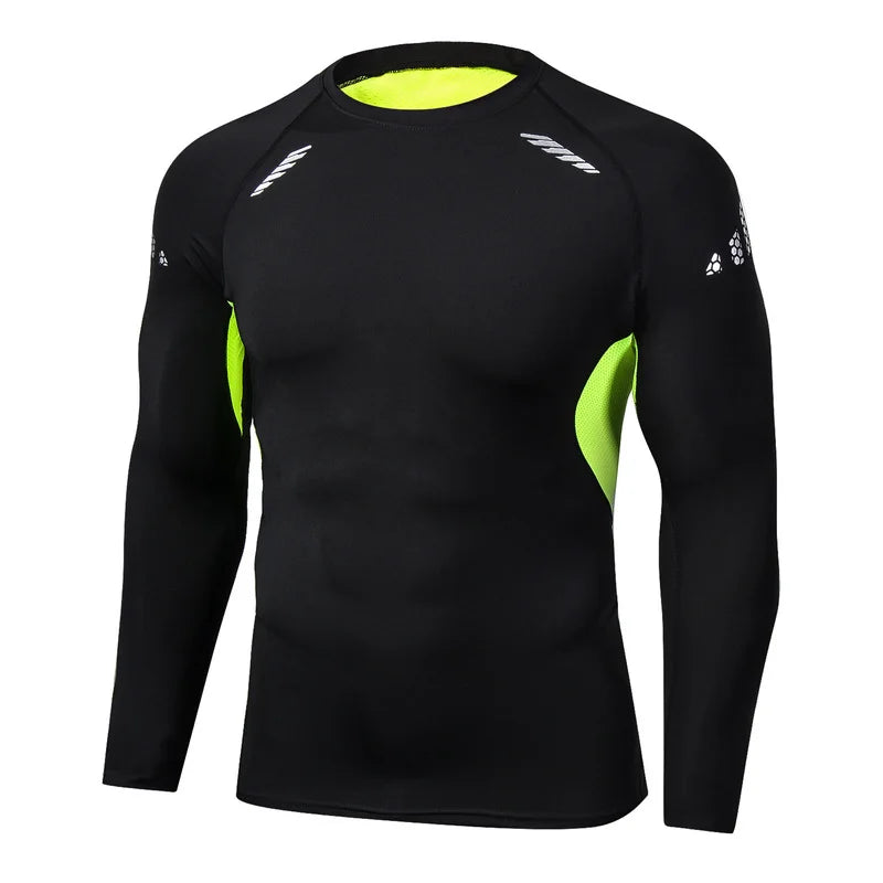 Men's T-shirt Men Running Sport T Shirt Men Compression Fitness Tops Tee Quick DryTight Training Gym Sport Running Shirts Jersey - Hiron Store