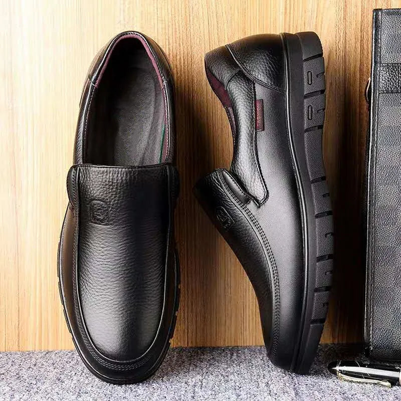 Men's Genuine Soft Anti-slip Rubber Loafers Casual Real Leather Shoes