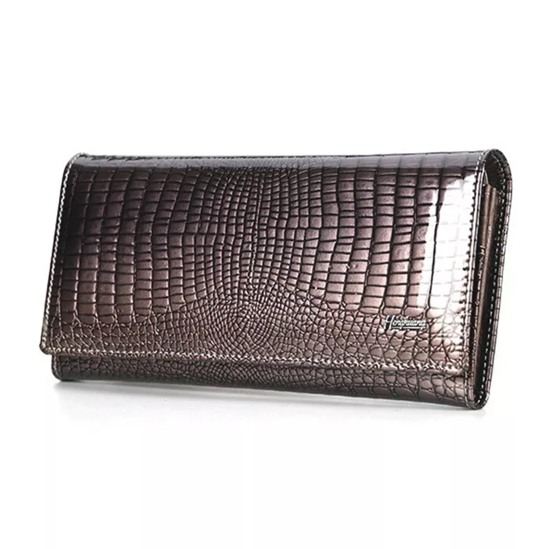 Genuine Leather Wallet Women Long Women's  Wallets Alligator Pattern Female Purse Money Bag