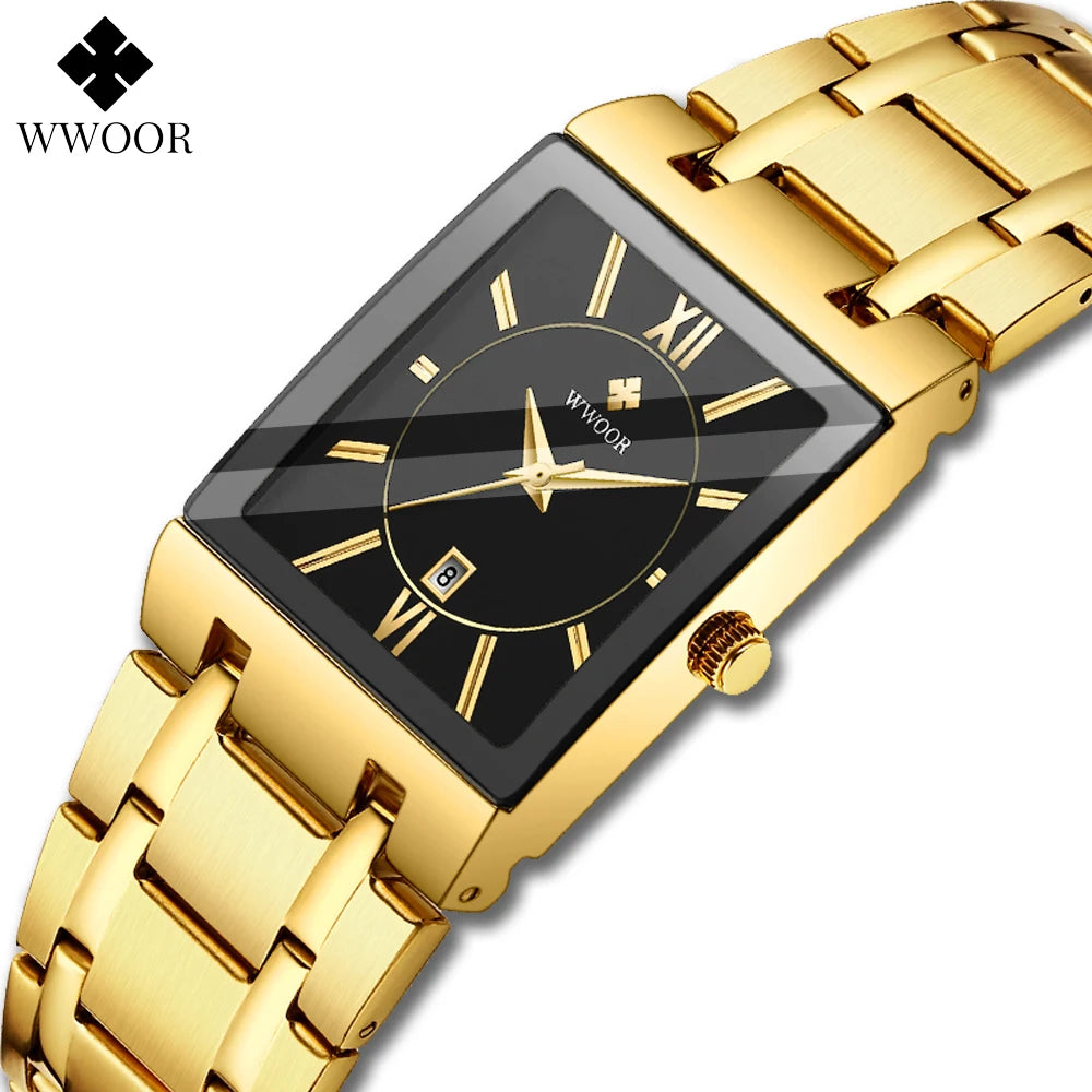 Men's Watches Luxury Wrist Watch Quartz Square Waterproof Clock