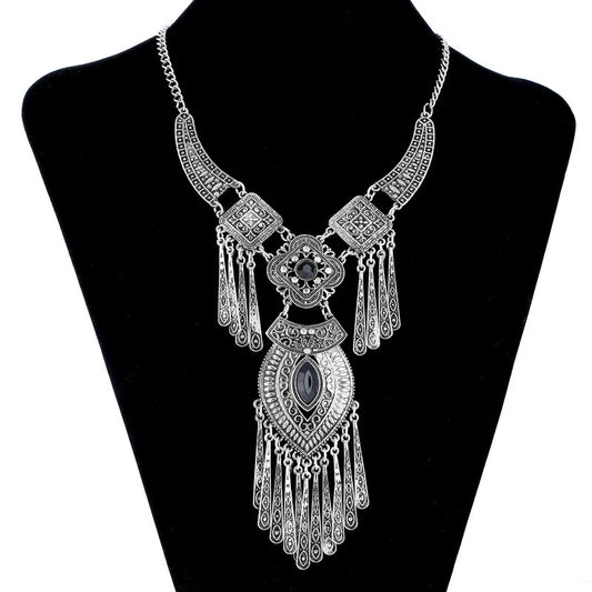 LOVBEAFAS Fashion Bohemian Choker Collar Necklace Vintage Tassel Statement Maxi Long Necklace For Women Collier Femme Jewelry