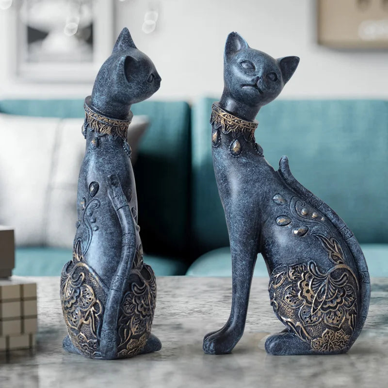 Figurine Decorative Resin Cat statue for home decorations  Creative wedding gift animal Figurine sculpture