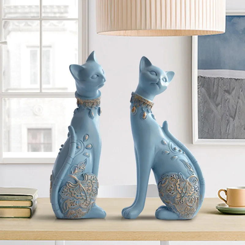 Figurine Decorative Resin Cat statue for home decorations  Creative wedding gift animal Figurine sculpture