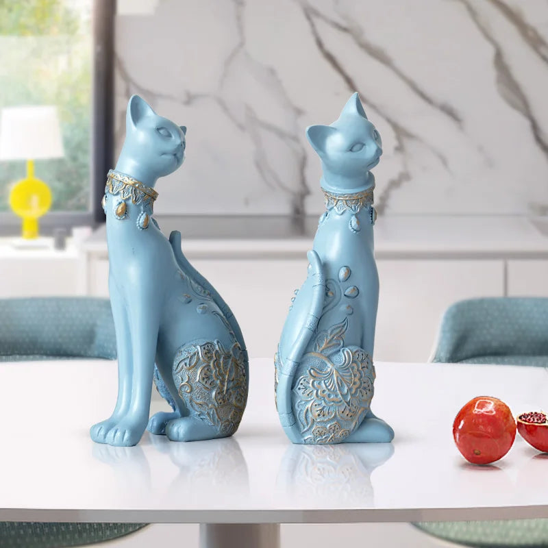 Figurine Decorative Resin Cat statue for home decorations  Creative wedding gift animal Figurine sculpture