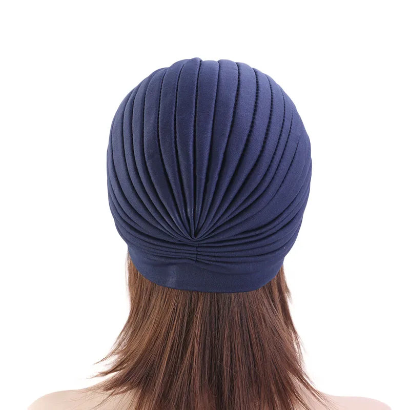 New Flower Decoration Turban, Solid Color Women's Head Wrap, Fashion Headwear, Bandana Cap
