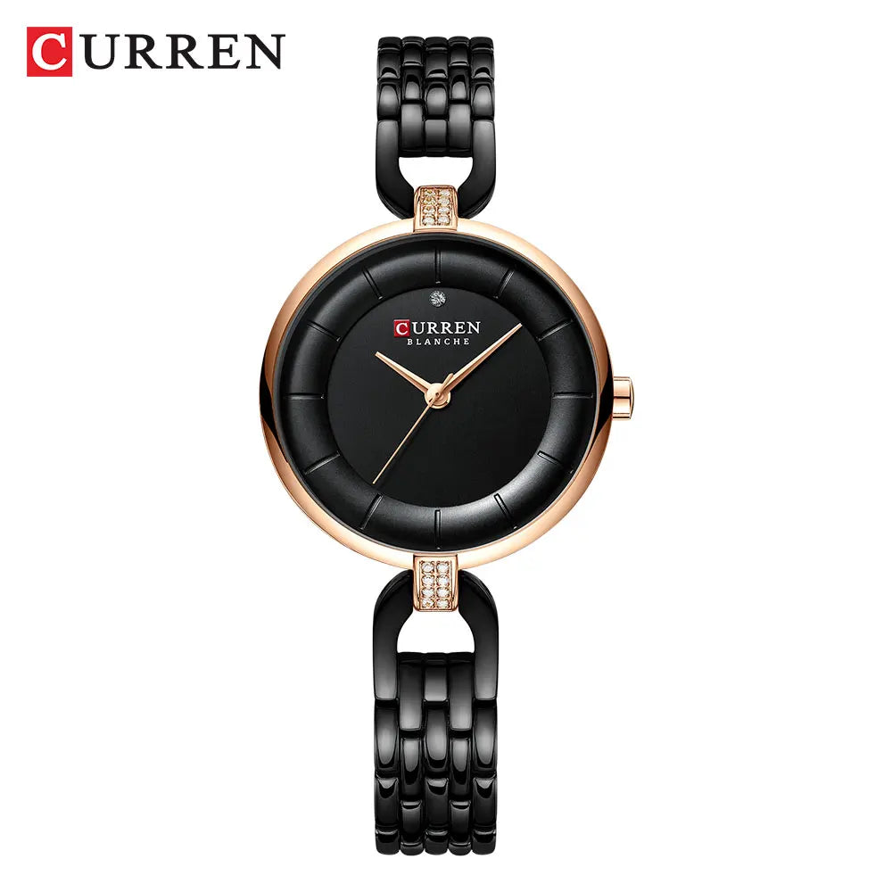 Luxury Brand CURREN Simple Casual Quartz Watches Women Silver Dress Wristwatch Watch with Stainless Steel