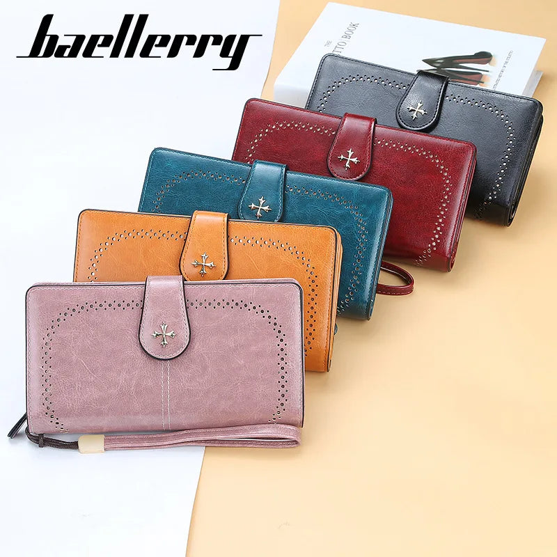 Baellerry Women Wallets Large Hollow Out Long Wallet Fashion Top Quality PU Leather Card Holder Wallet For Women - Hiron Store