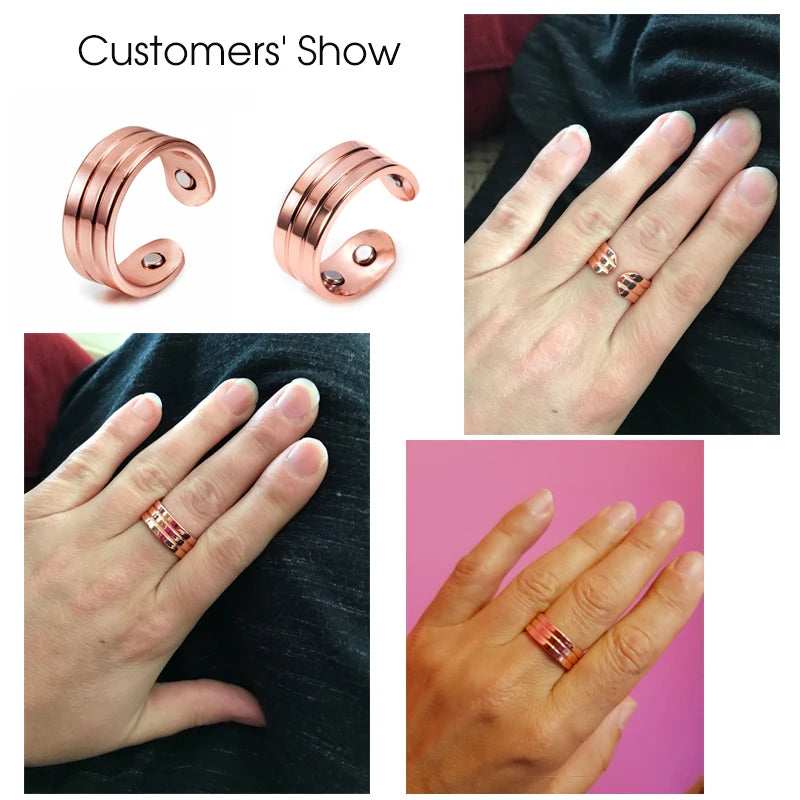 Pure Copper Magnetic Ring for Women Men Energy Finger Open Cuff Adjustable Jewellery