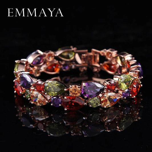 Emmaya Factory Price Mona Lisa Multicolor Cubic Zircon Bracelets Bangles Luxury Wedding Bracelets for Women Crystal Jewelry - Hiron Store