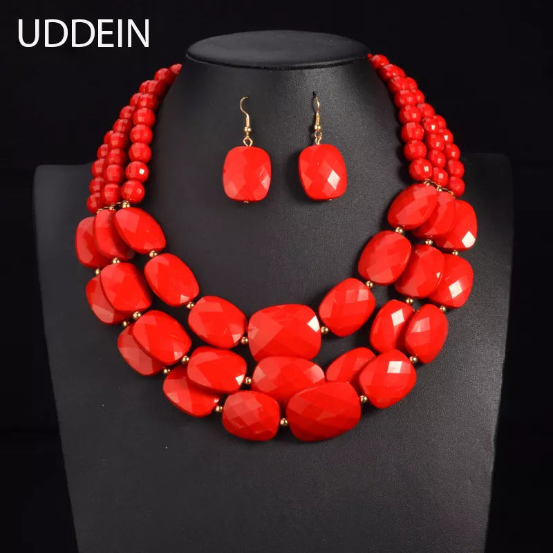 UDDEIN African Beads Jewelry Sets Multi layer Nigerian Wedding Indian Jewelry Sets Luxury Statement Choker Necklace Jewellery - Hiron Store