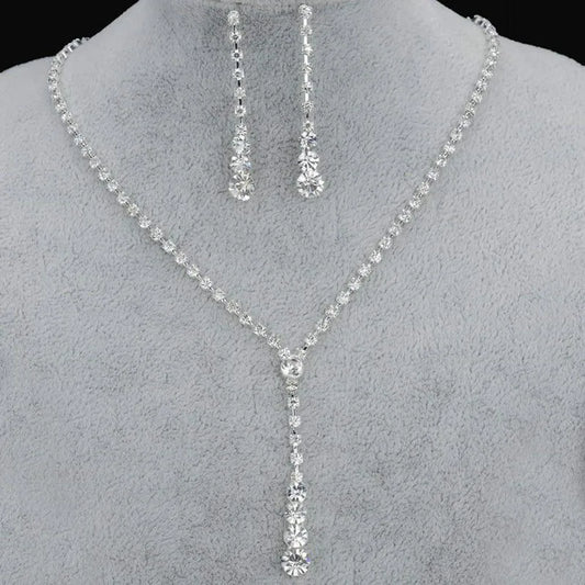 Drop Crystal Jewellery Set Necklace Earrings Jewelry Sets for Bridal Wedding Accessories