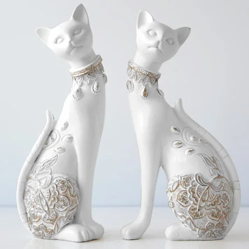 Set of 2pcs Decorative Resin Cat statue for home decorations European Creative wedding gift animal Figurine