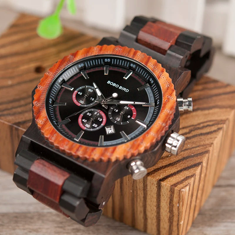 51mm Big Size Men Wooden Quartz Luxury Watches