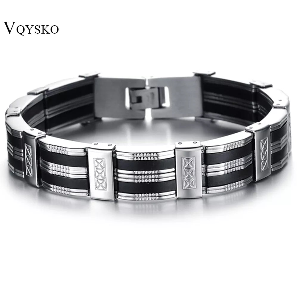 Stainless Steel Bracelet & Bangle 210mm Men's Jewelry Strand Rope Charm Chain Wristband Men's Bracelet - Hiron Store