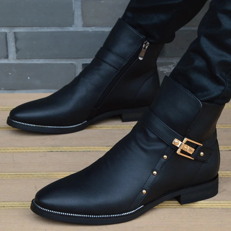 New Fashion Men Boots Genuine Leather Men's British Autumn Winter Warm Plush Ankle Boots Man Casual shoes