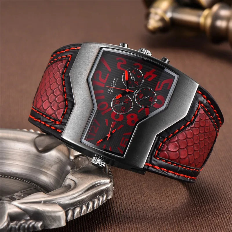 Quartz Watch Male Wristwatches Two Time Zone Men's Designer Watches