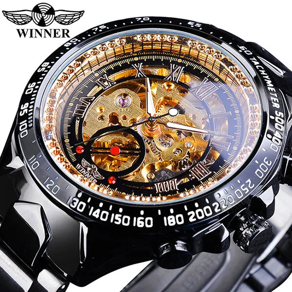 Winner Mechanical Sport Design Bezel Fashion Watch Mens Watches Top Brand Luxury Montre Homme Clock Men Automatic Skeleton Watch - Hiron Store