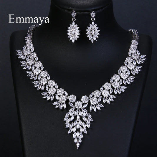 Sparkling Crystal Flower Necklace and Earring Wedding Bridal Jewellery Sets