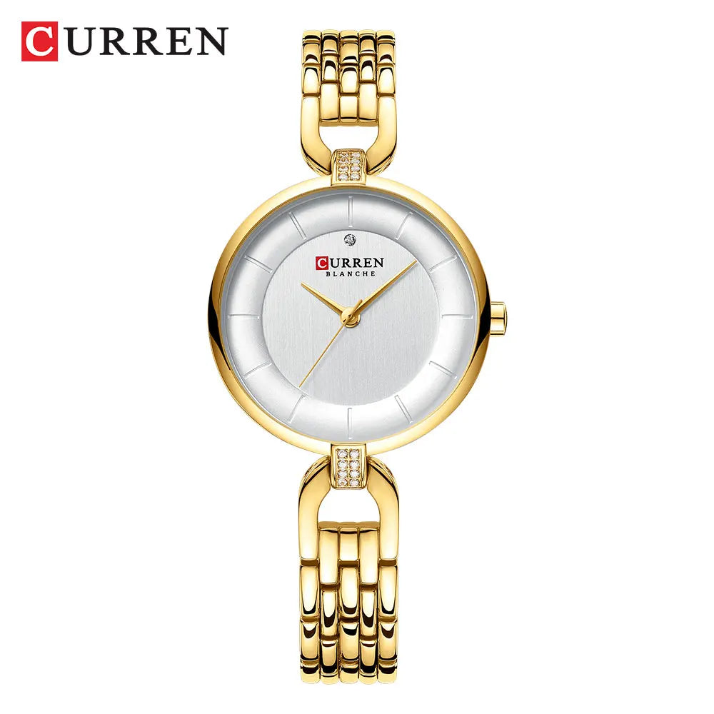 Luxury Brand CURREN Simple Casual Quartz Watches Women Silver Dress Wristwatch Watch with Stainless Steel