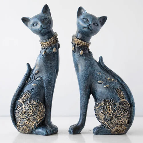 Set of 2pcs Decorative Resin Cat statue for home decorations European Creative wedding gift animal Figurine