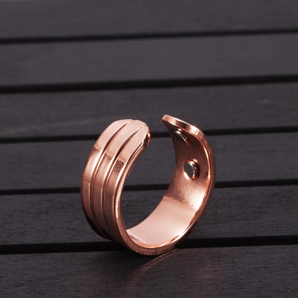 Pure Copper Magnetic Ring for Women Men Energy Finger Open Cuff Adjustable Jewellery