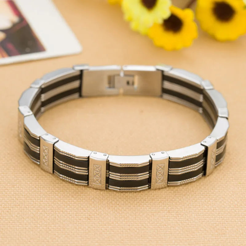 Stainless Steel Bracelet & Bangle 210mm Men's Jewelry Strand Rope Charm Chain Wristband Men's Bracelet - Hiron Store