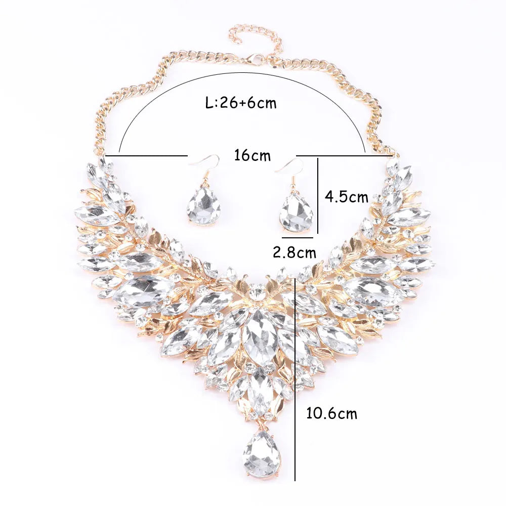 Cubic Zirconia White Crystal Jewelry Sets Drop Pendant/Necklace/Earrings set