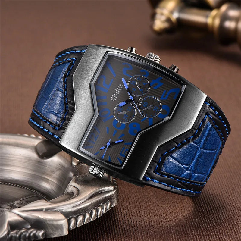 Quartz Watch Male Wristwatches Two Time Zone Men's Designer Watches