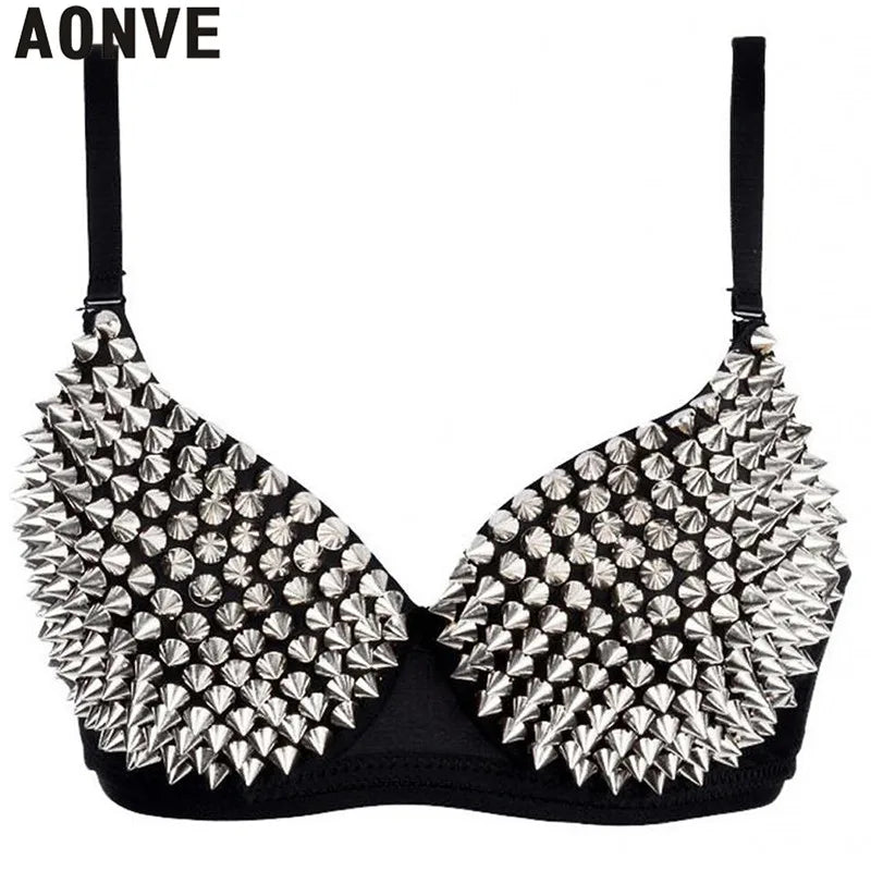 AONVE Newest Sexy Lingerie Sexy Women's Rhinestone Cover Bra Top Gold/Silver Plunge Wire Free Bralete