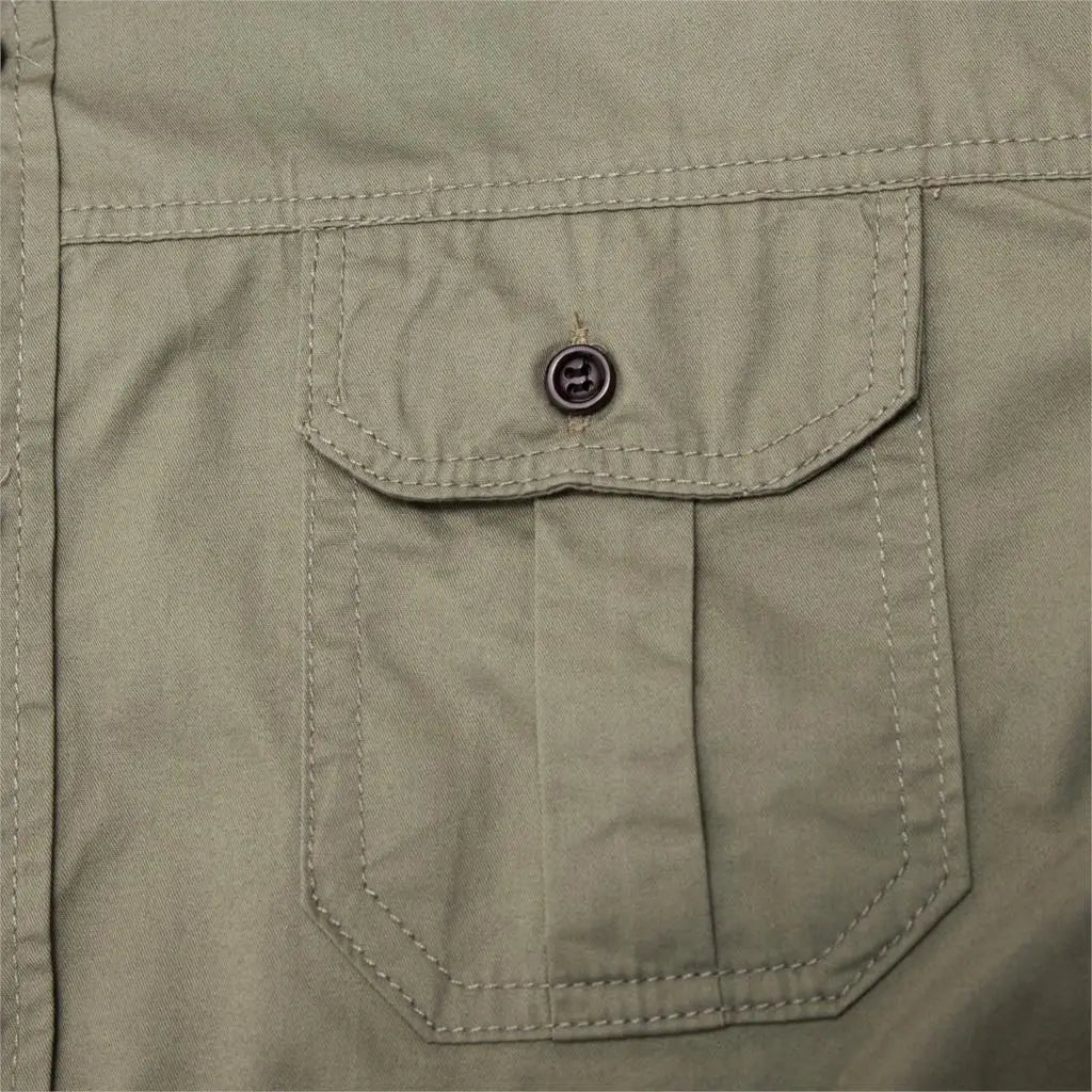 Fredd Marshall New Mens Military Shirt Men Short Sleeve Cargo Shirts 100% Cotton Casual Solid Shirt Male Pocket Work Shirt 55889 - Hiron Store