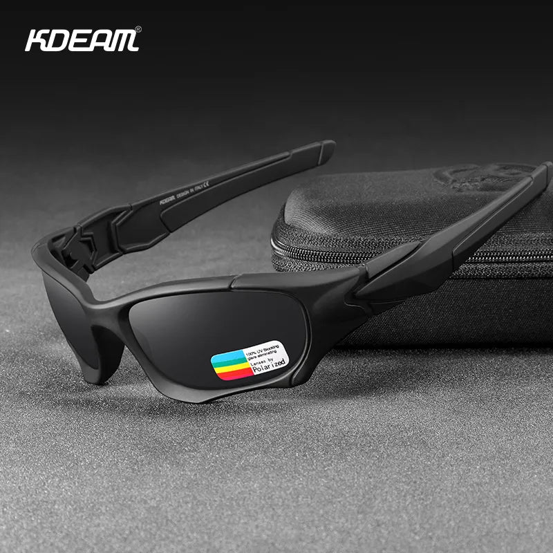 Polarized Sunglasses Men Curve Cutting Frame Stress-Resistant Lens Shield Sun Glasses